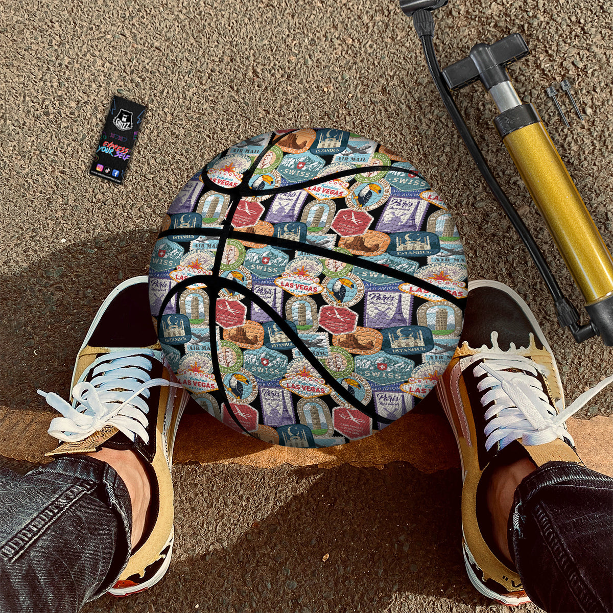 Travel Destinations Print Pattern Basketball