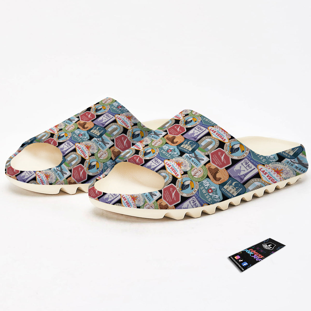 Travel Destinations Print Pattern Sandals-grizzshop