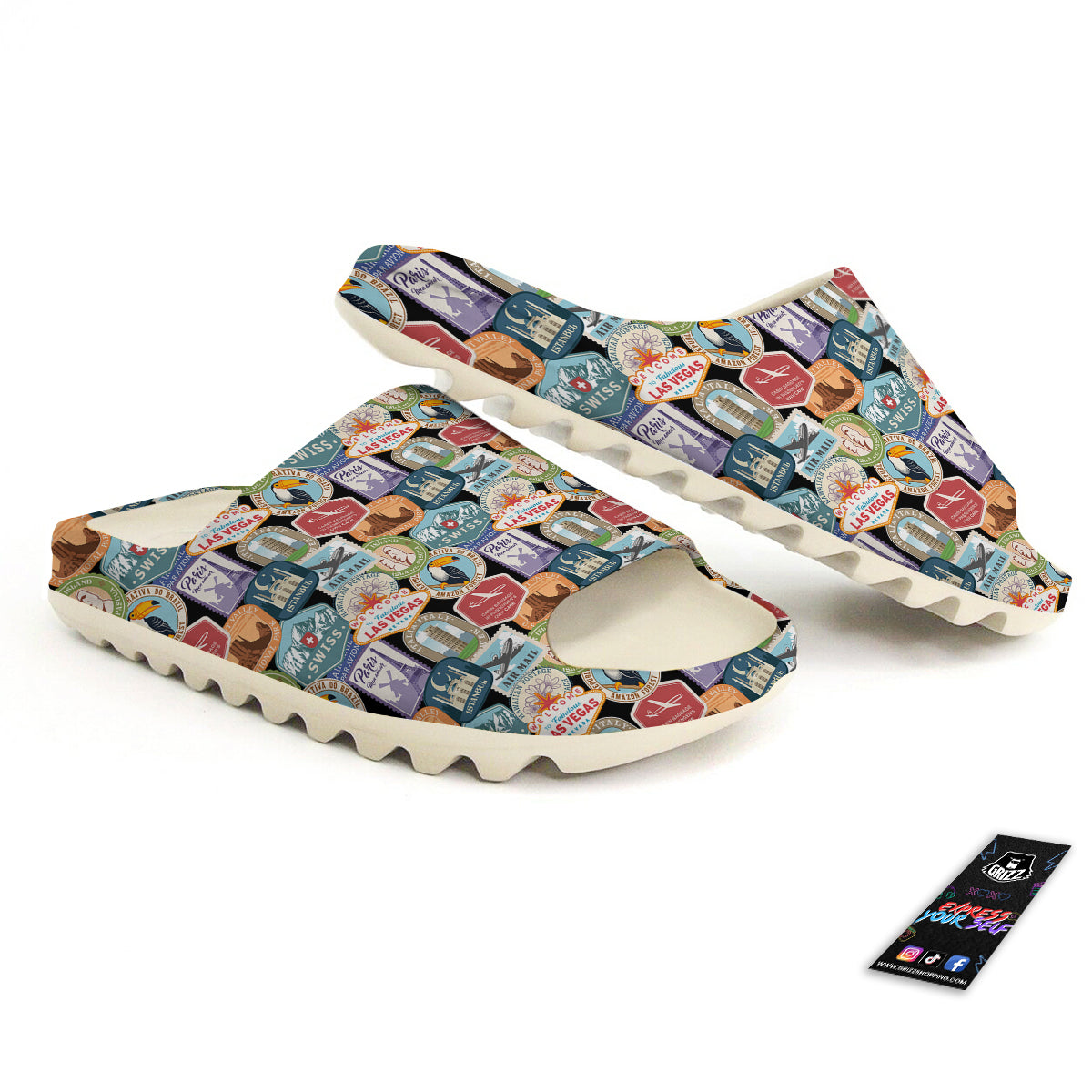 Travel Destinations Print Pattern Sandals-grizzshop