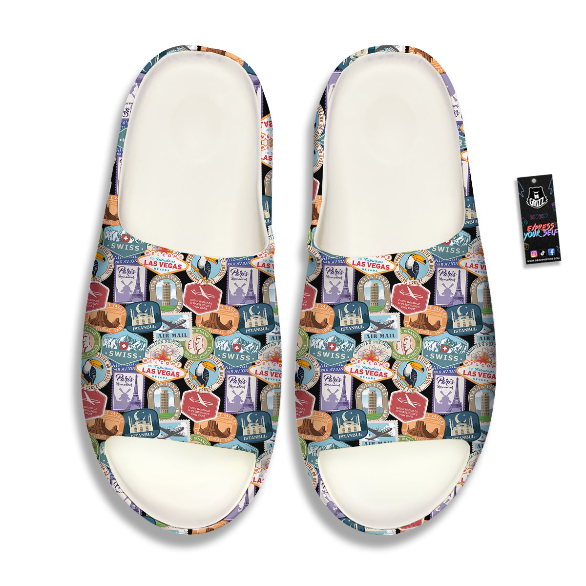 Travel Destinations Print Pattern Sandals-grizzshop