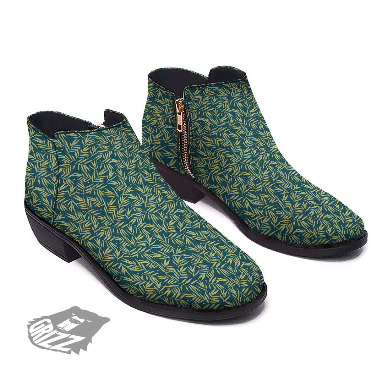 Tree Bamboo Green Print Pattern Ankle Boots-grizzshop