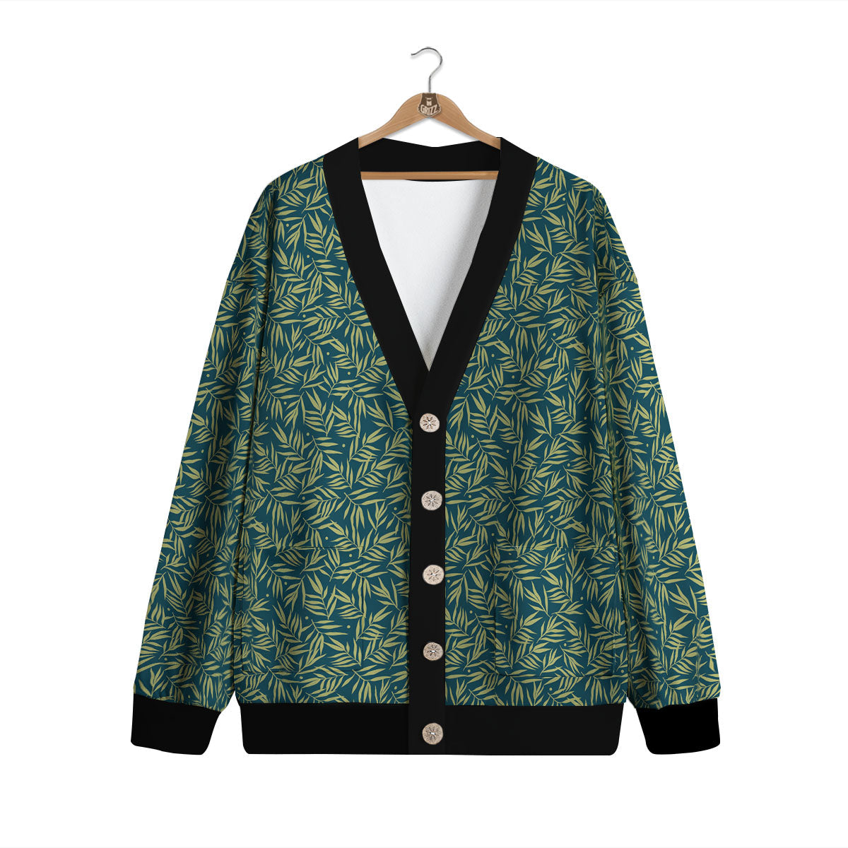 Tree Bamboo Green Print Pattern Cardigan-grizzshop