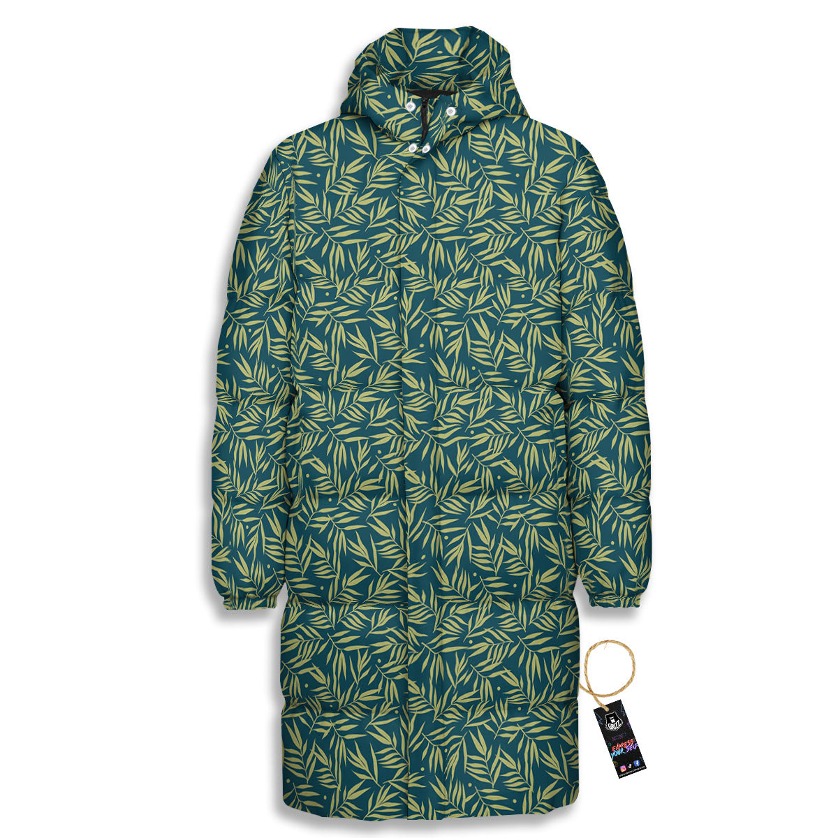 Tree Bamboo Green Print Pattern Long Down Jacket-grizzshop