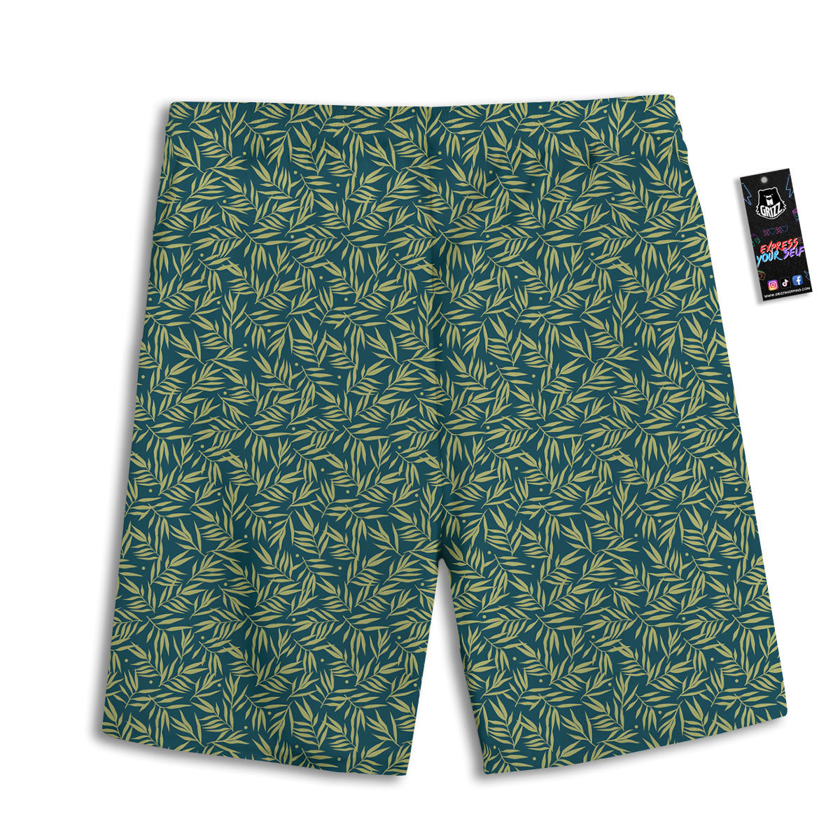 Tropical Flower Leaf Light Print Pattern Men's Athletic Shorts