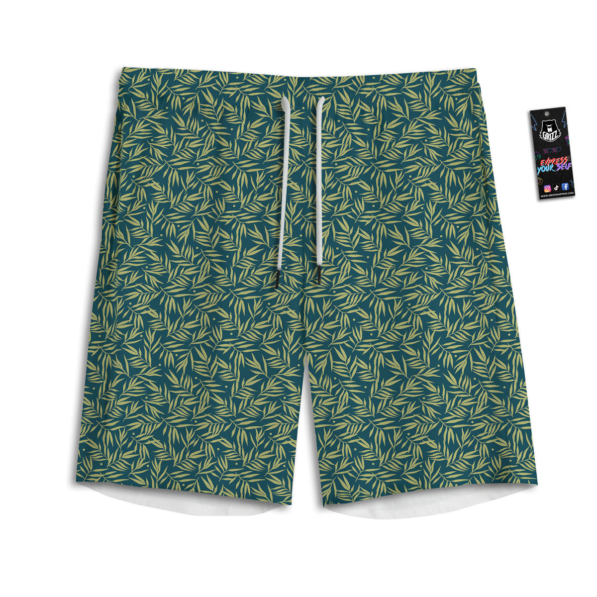 Tropical Flower Leaf Light Print Pattern Men's Athletic Shorts