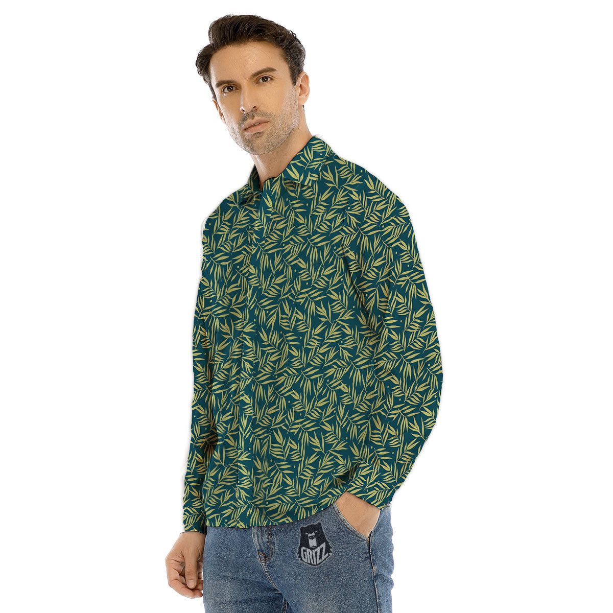 Tree Bamboo Green Print Pattern Men's Dress Shirts-grizzshop