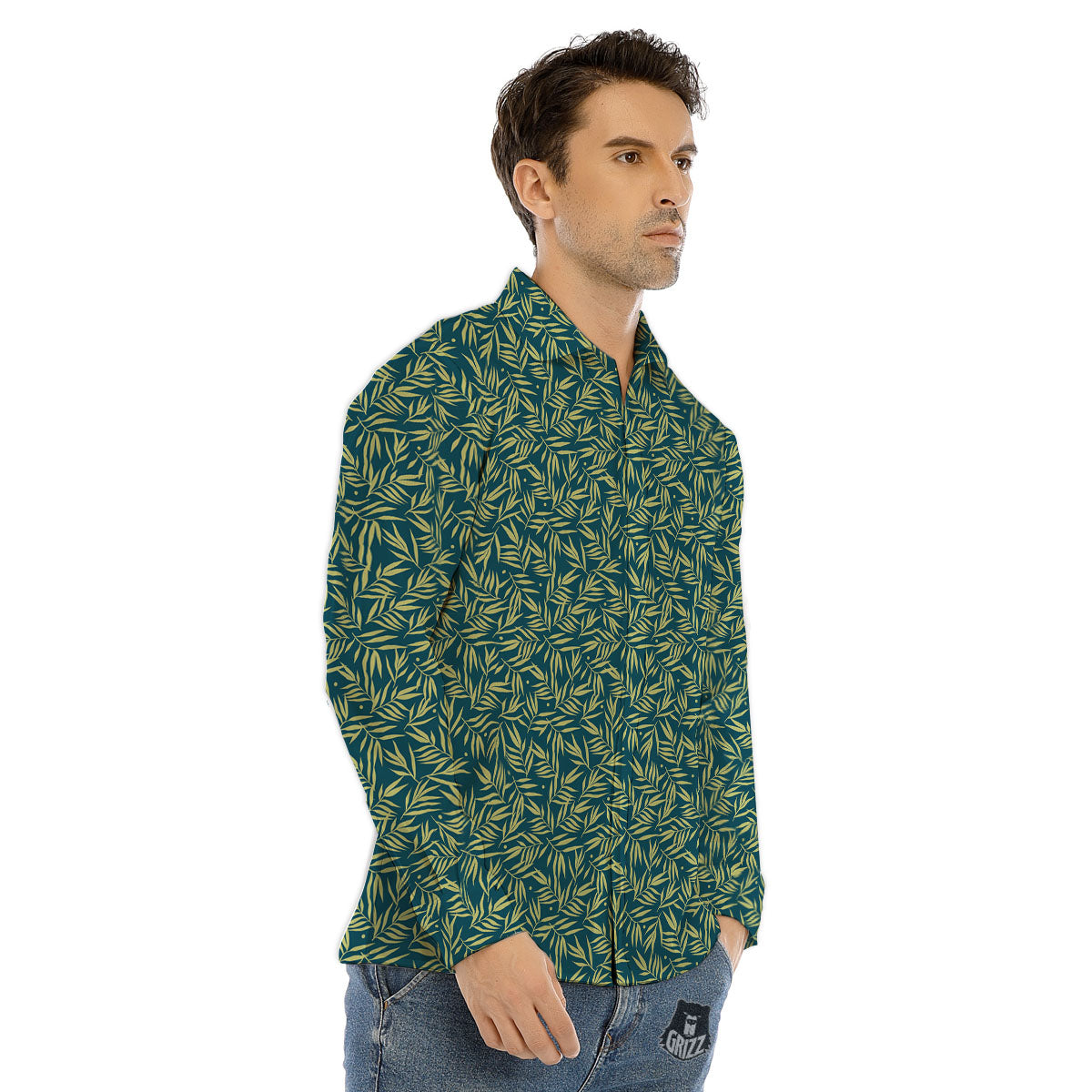Tree Bamboo Green Print Pattern Men's Dress Shirts-grizzshop
