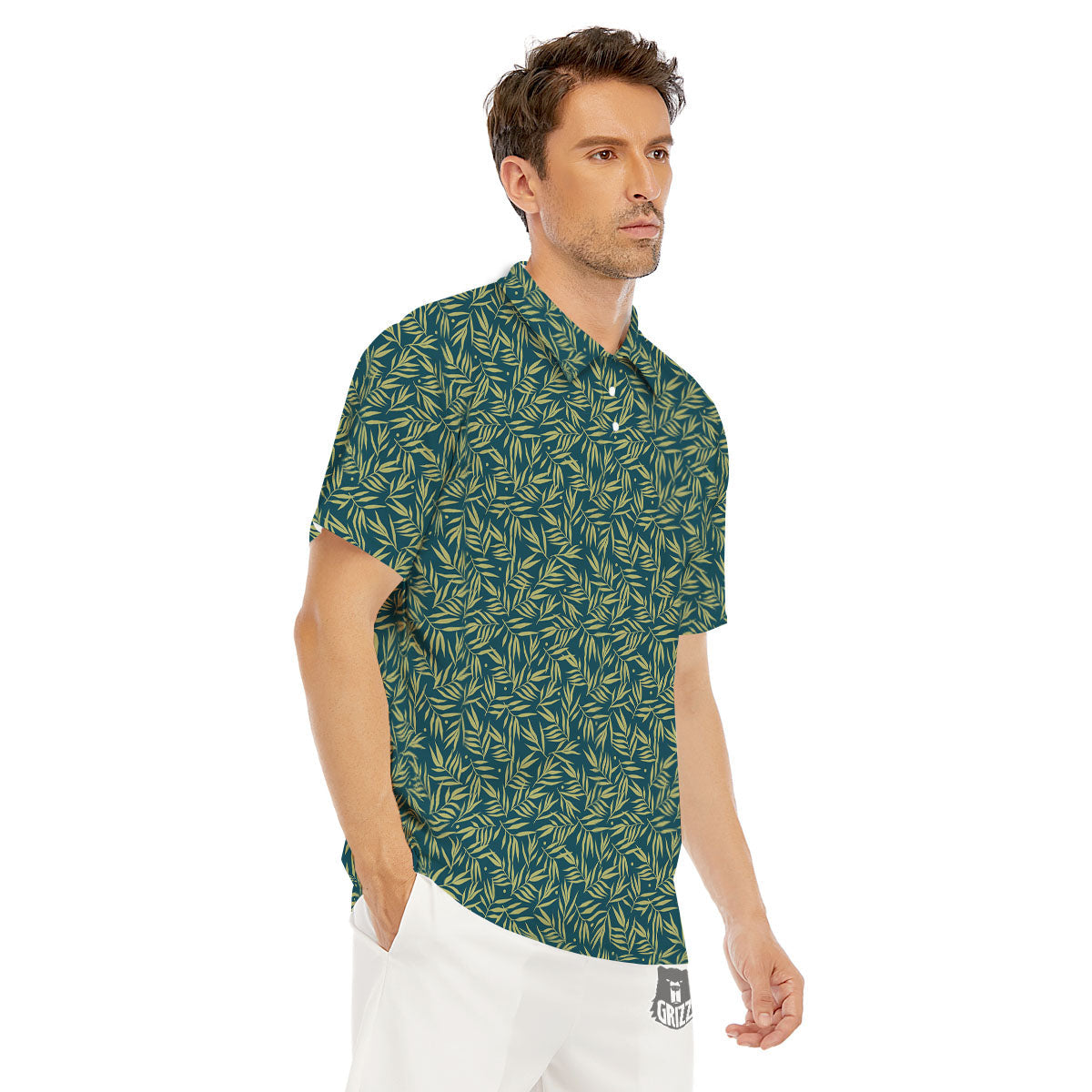 Tree Bamboo Green Print Pattern Men's Golf Shirts-grizzshop