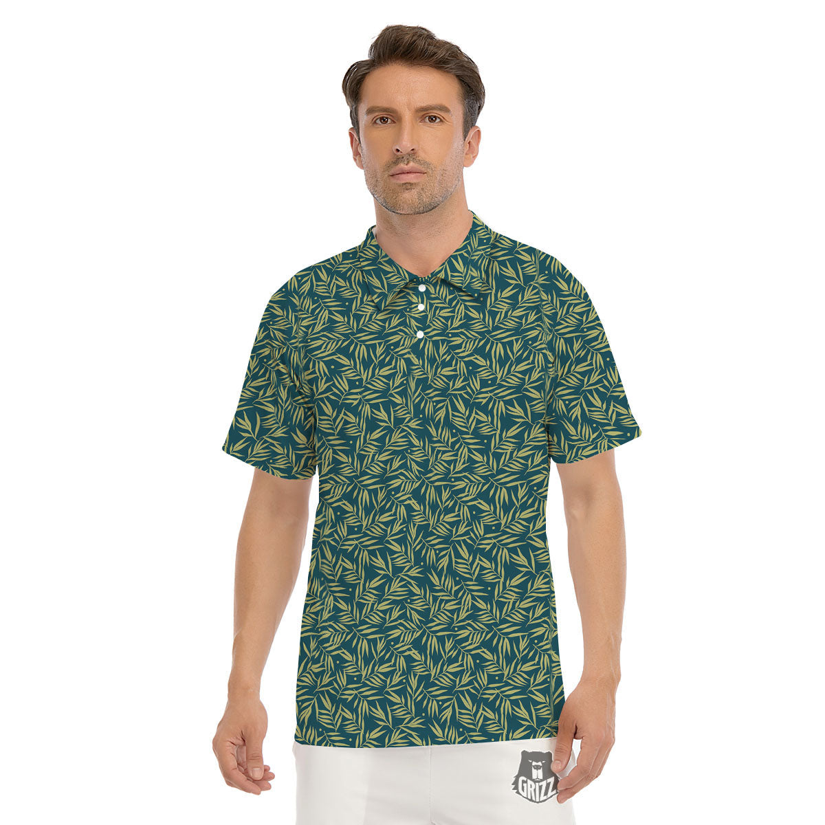 Tree Bamboo Green Print Pattern Men's Golf Shirts-grizzshop