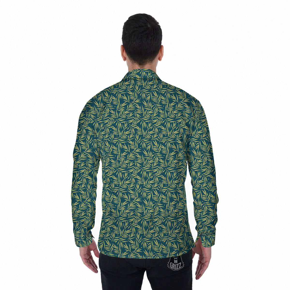 Tree Bamboo Green Print Pattern Men's Long Sleeve Shirts-grizzshop