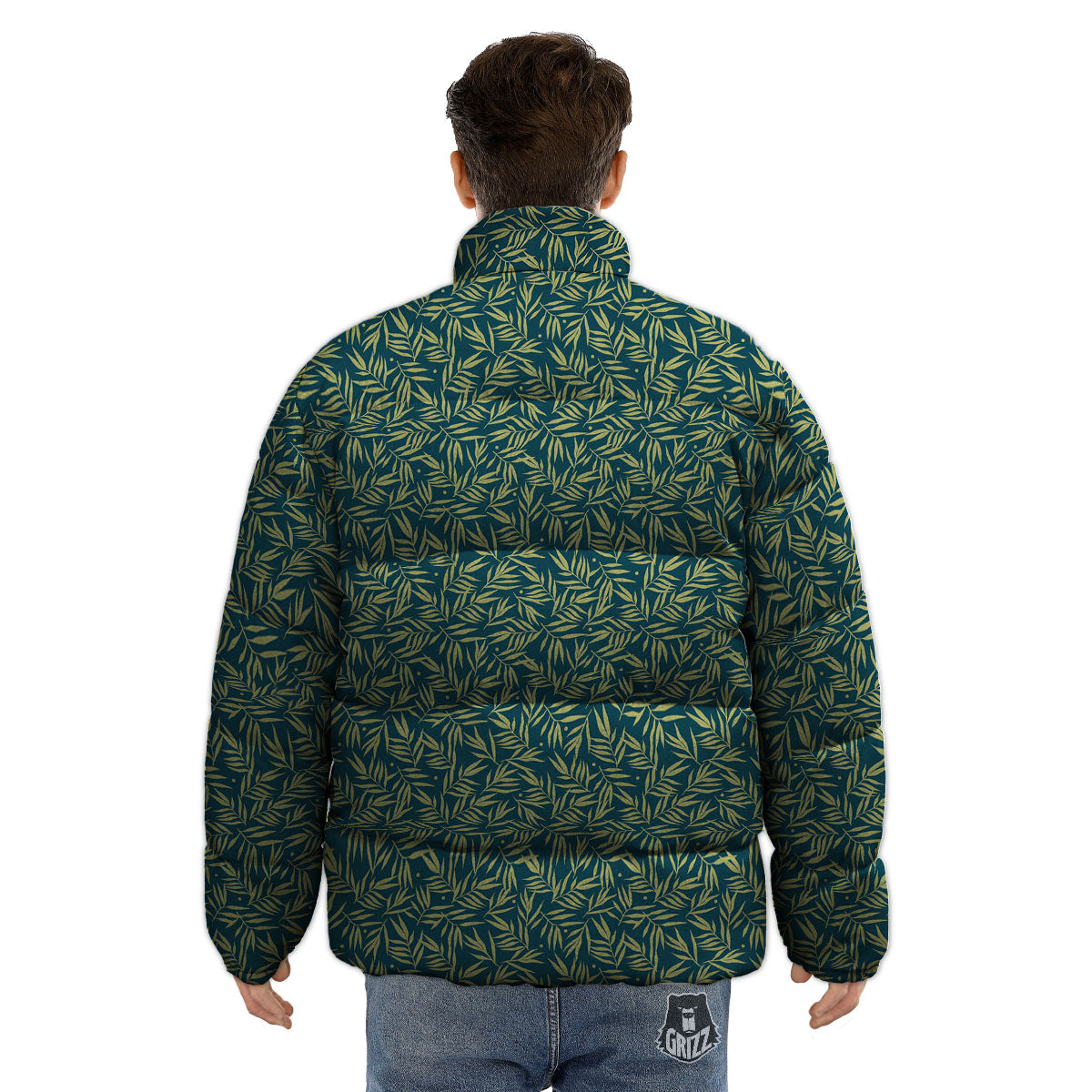 Tree Bamboo Green Print Pattern Puffer Jacket-grizzshop
