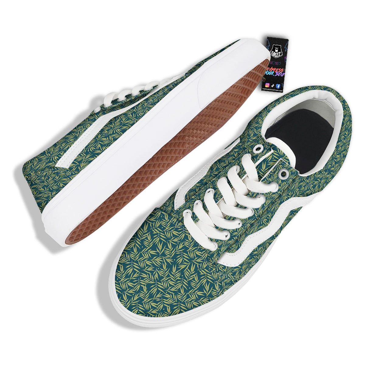 Tree Bamboo Green Print Pattern Skate Shoes-grizzshop