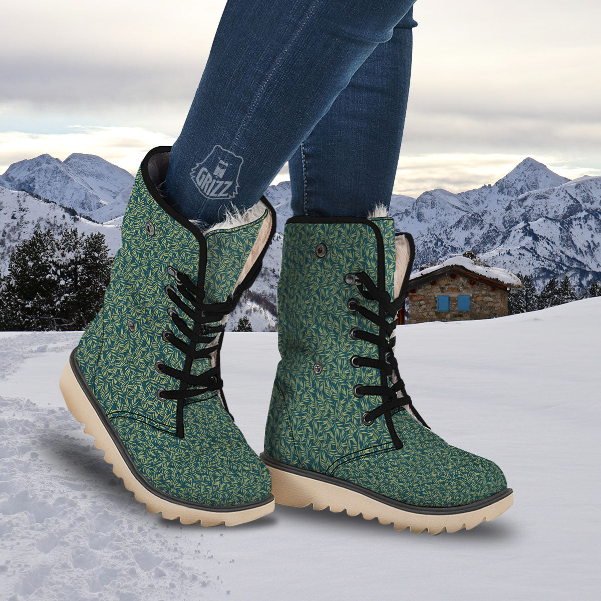 Tree Bamboo Green Print Pattern Snow Boots-grizzshop