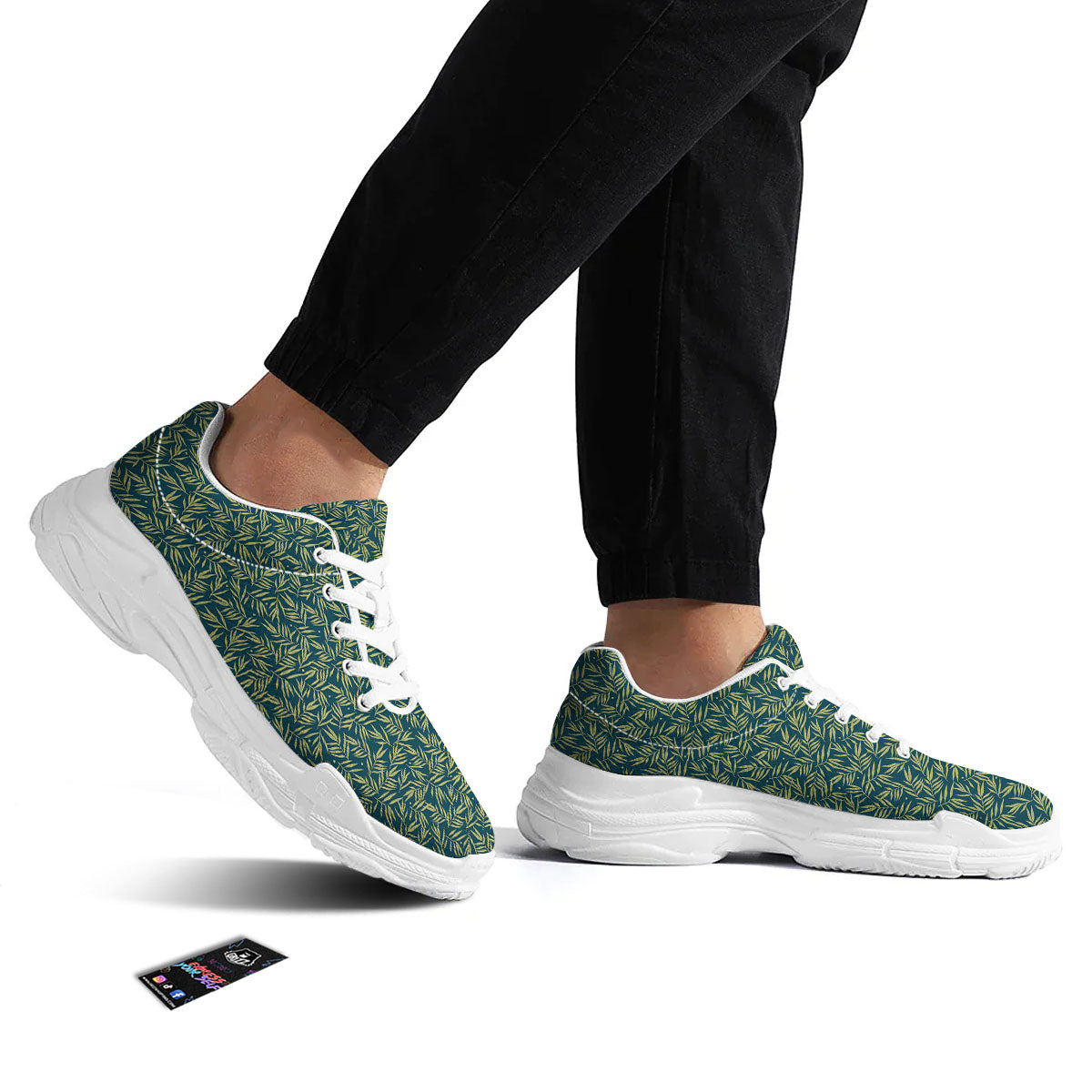 Tree Bamboo Green Print Pattern White Chunky Shoes-grizzshop