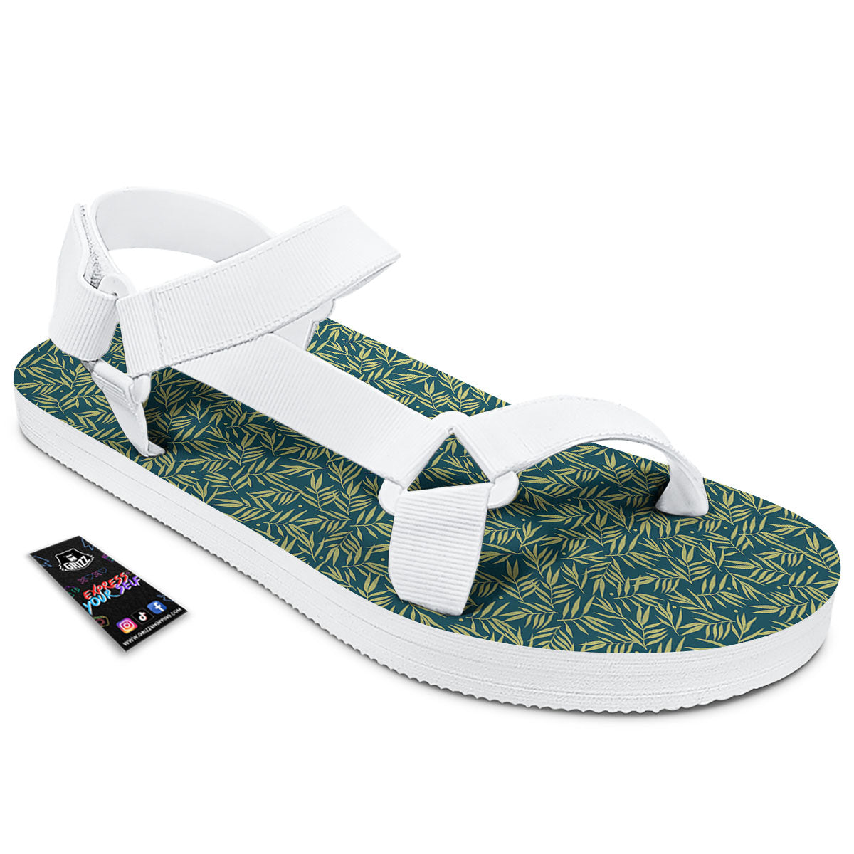Tree Bamboo Green Print Pattern White Open Toe Sandals-grizzshop