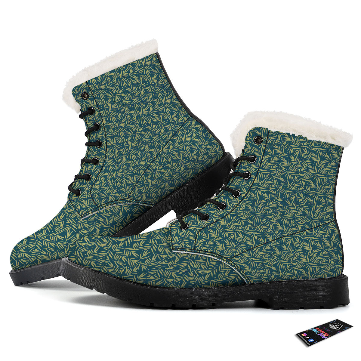 Tree Bamboo Green Print Pattern Winter Boots-grizzshop