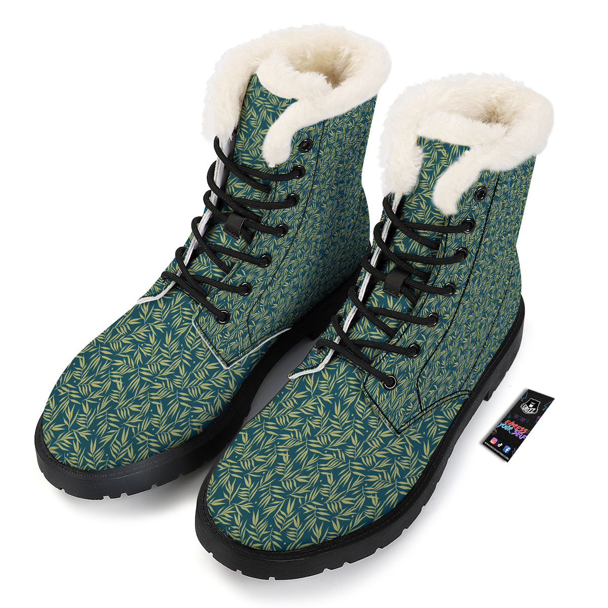 Tree Bamboo Green Print Pattern Winter Boots-grizzshop