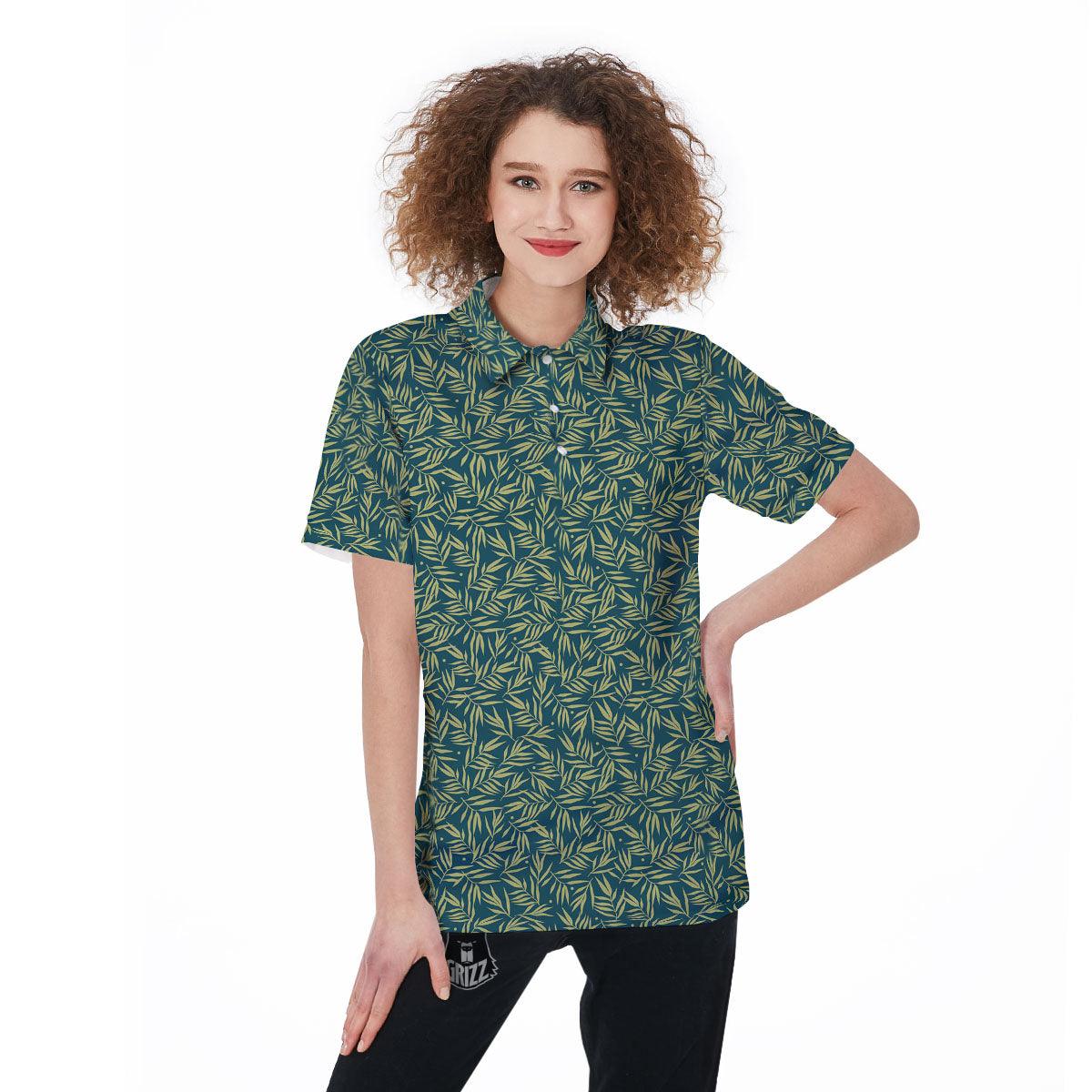 Tree Bamboo Green Print Pattern Women's Golf Shirts-grizzshop