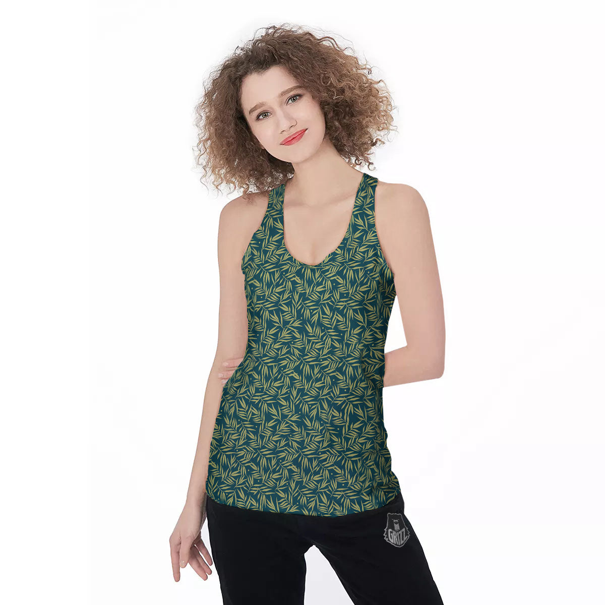 Tree Bamboo Green Print Pattern Women's Racerback Tank Top-grizzshop