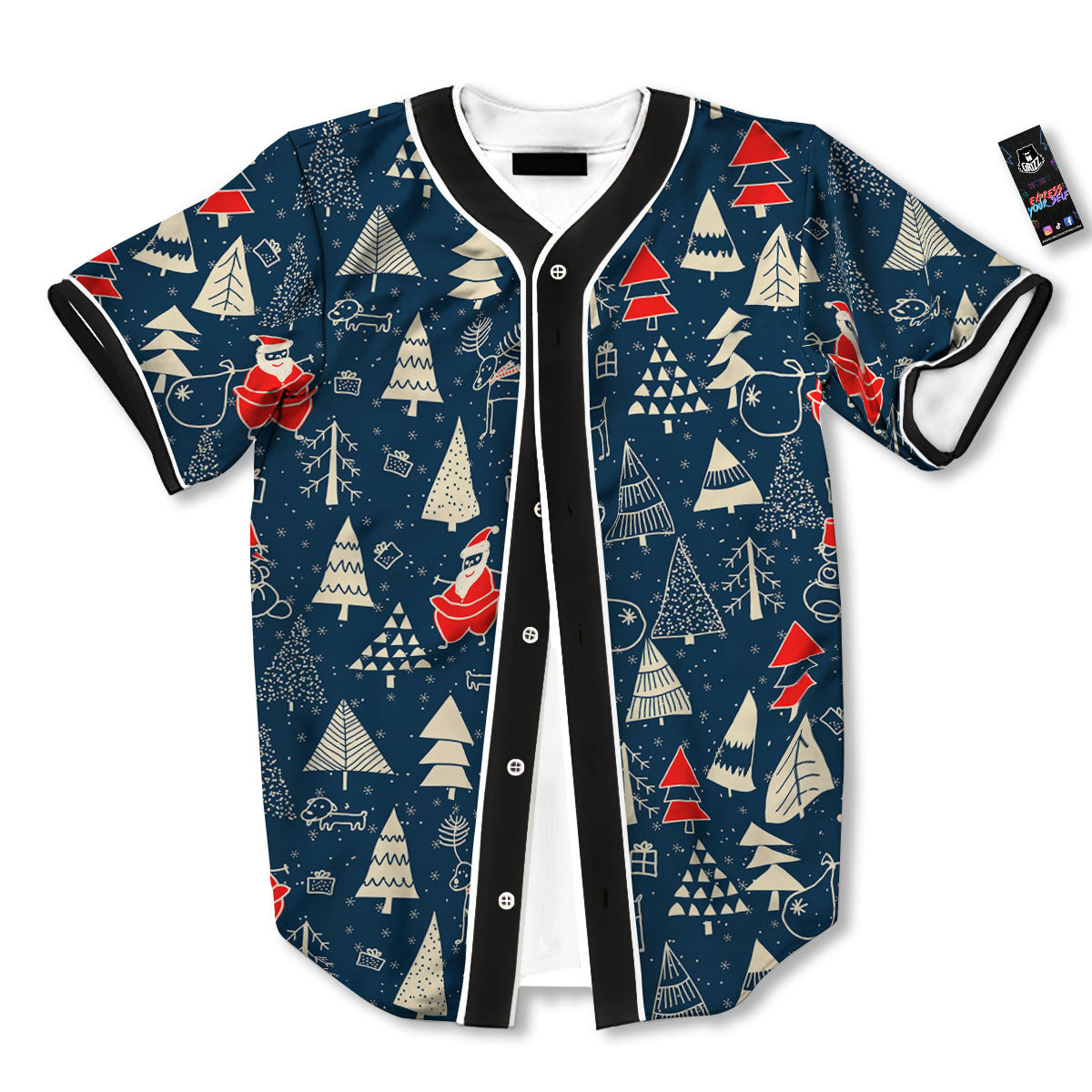 Tree Merry Christmas Print Pattern Baseball Jersey-grizzshop
