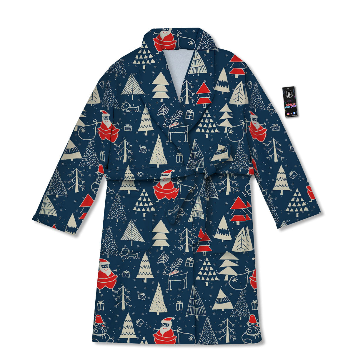 Tree Merry Christmas Print Pattern Bathrobe-grizzshop