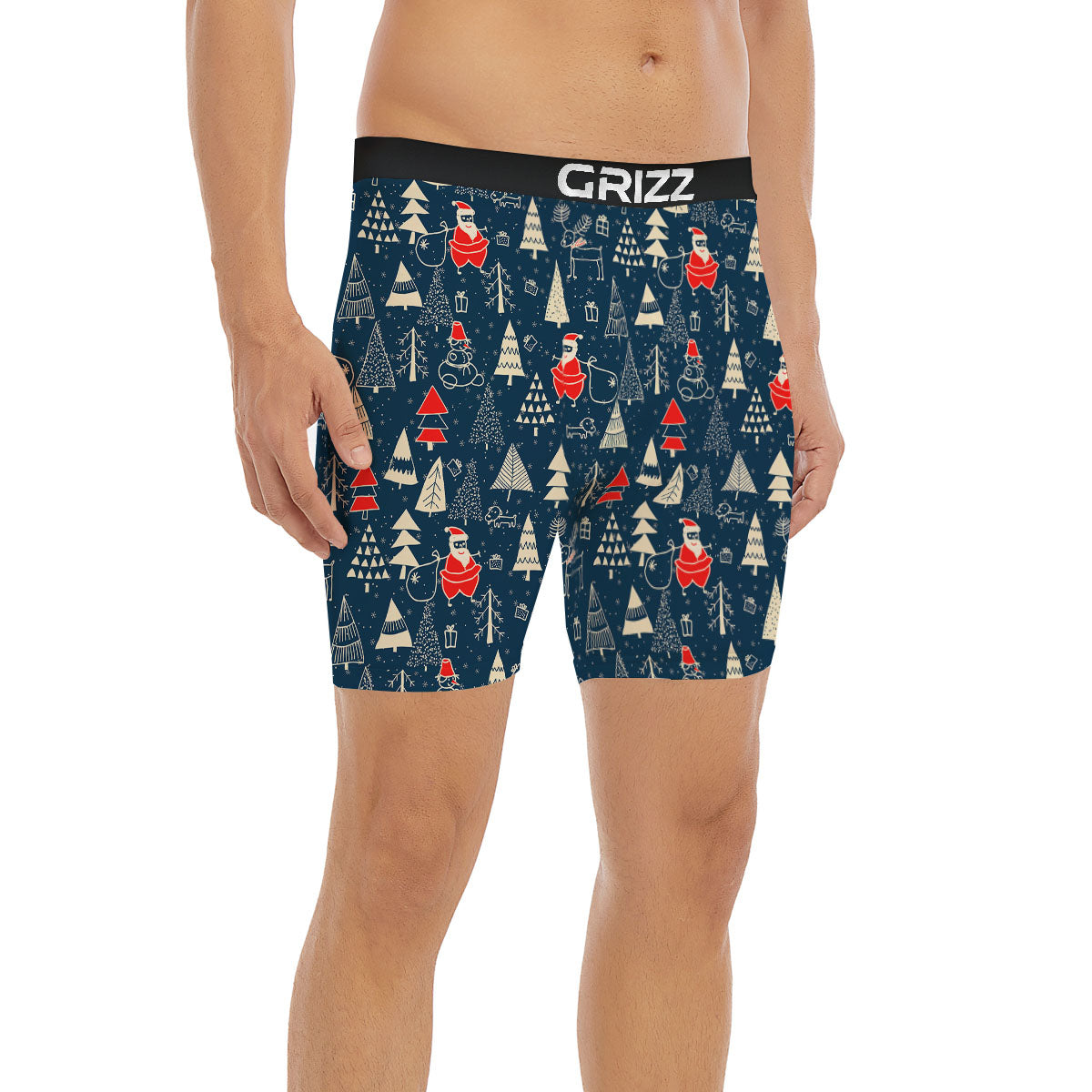 Tree Merry Christmas Print Pattern Boxer Briefs-grizzshop