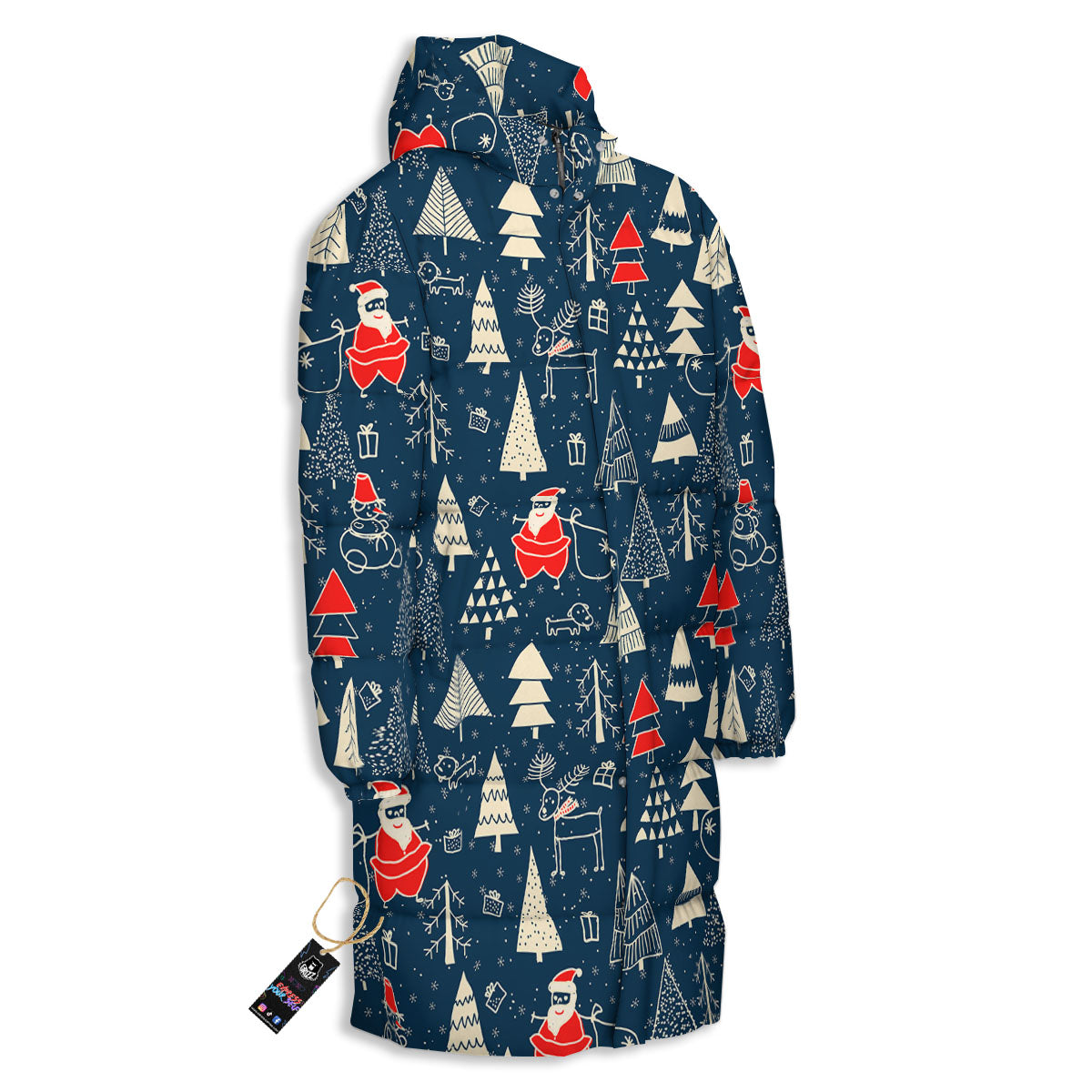 Tree Merry Christmas Print Pattern Long Down Jacket-grizzshop