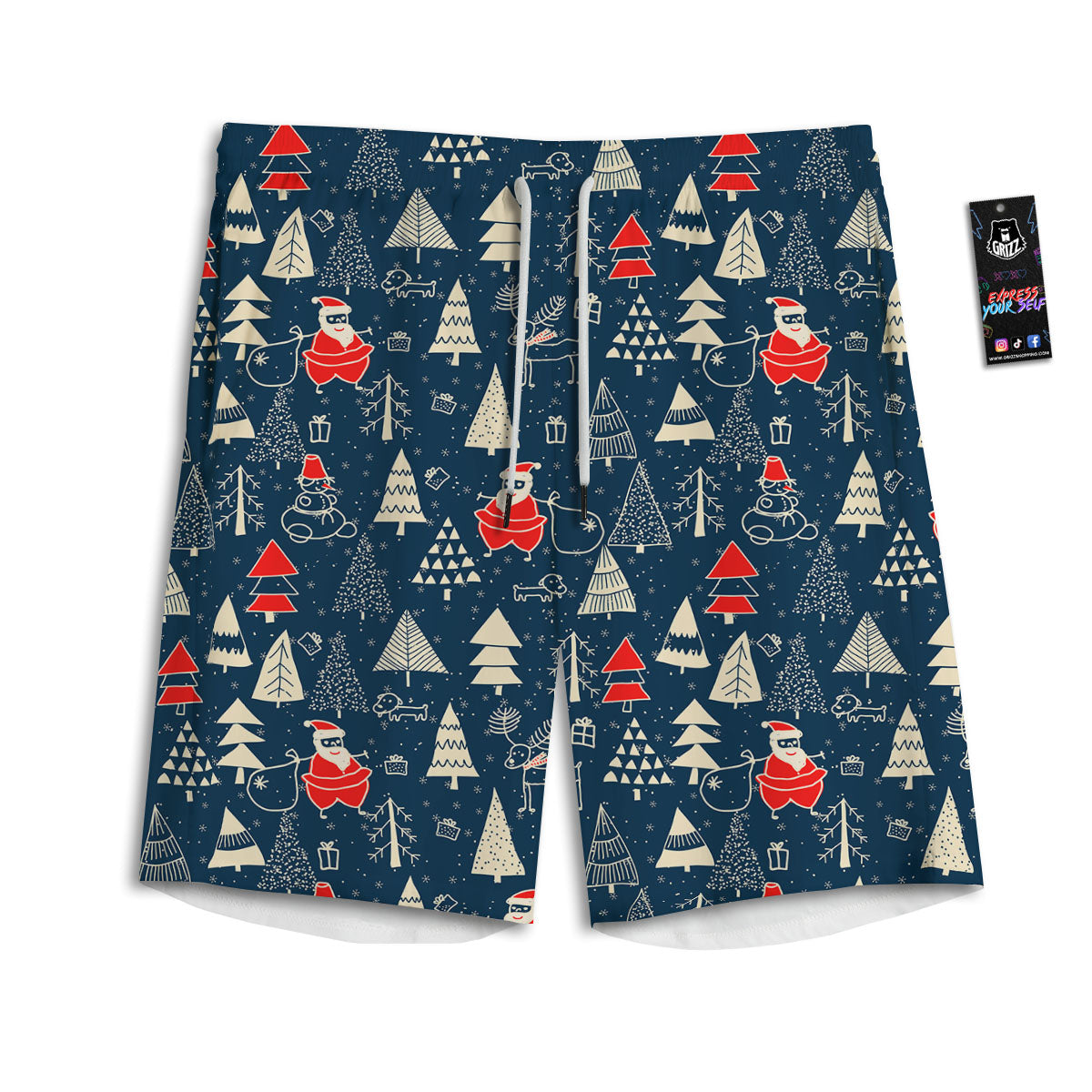 Tree Merry Christmas Print Pattern Men's Athletic Shorts