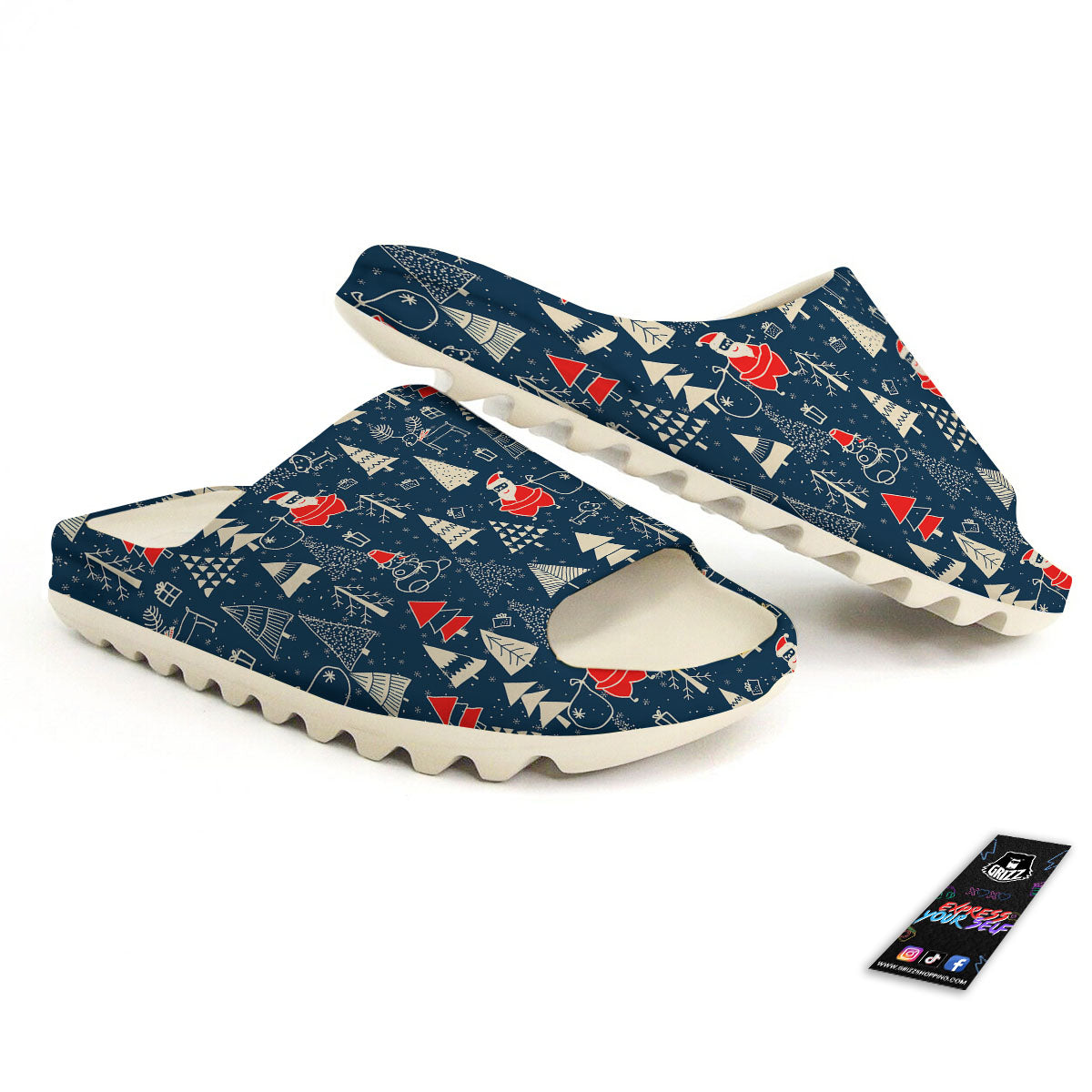 Tree Merry Christmas Print Pattern Sandals-grizzshop