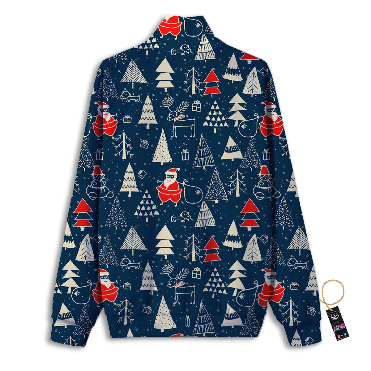 Tree Merry Christmas Print Pattern Track Jacket-grizzshop