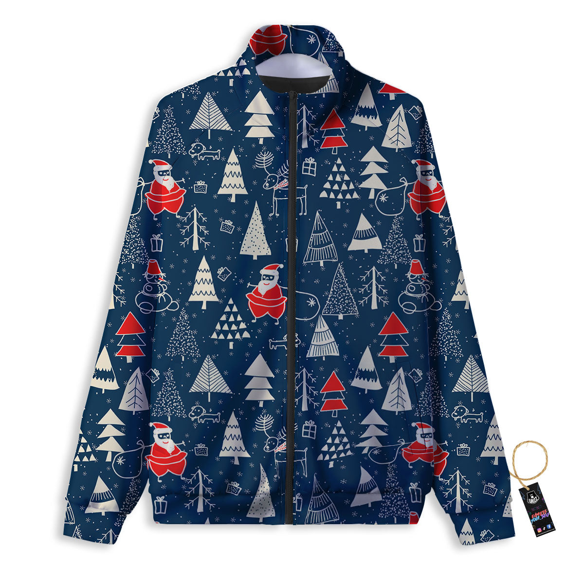 Tree Merry Christmas Print Pattern Track Jacket-grizzshop