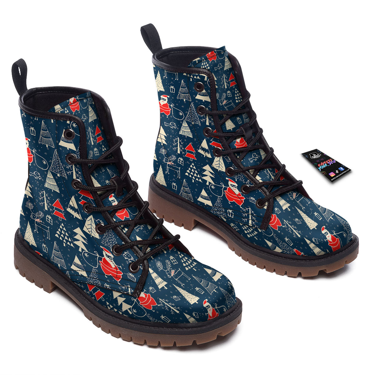 Tree Merry Christmas Print Pattern Work Boots-grizzshop