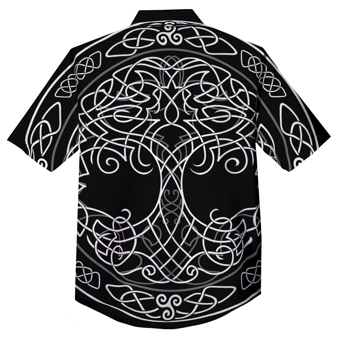 Tree Of Life Celtic Knot Print Button Up Shirt-grizzshop