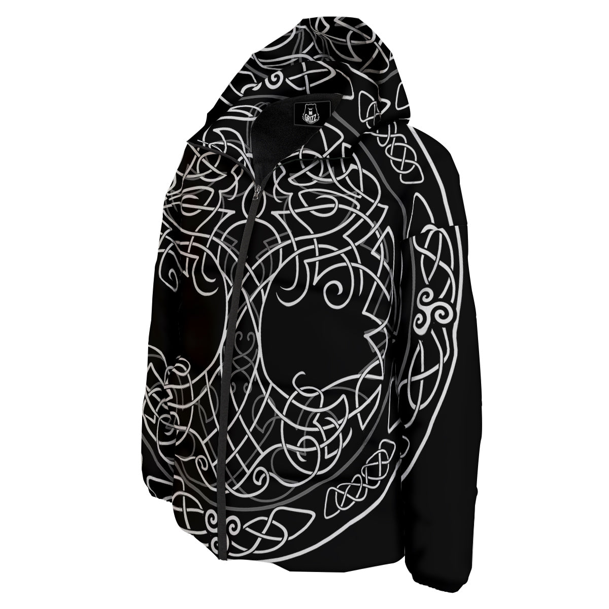 Tree Of Life Celtic Knot Print Down Jacket-grizzshop