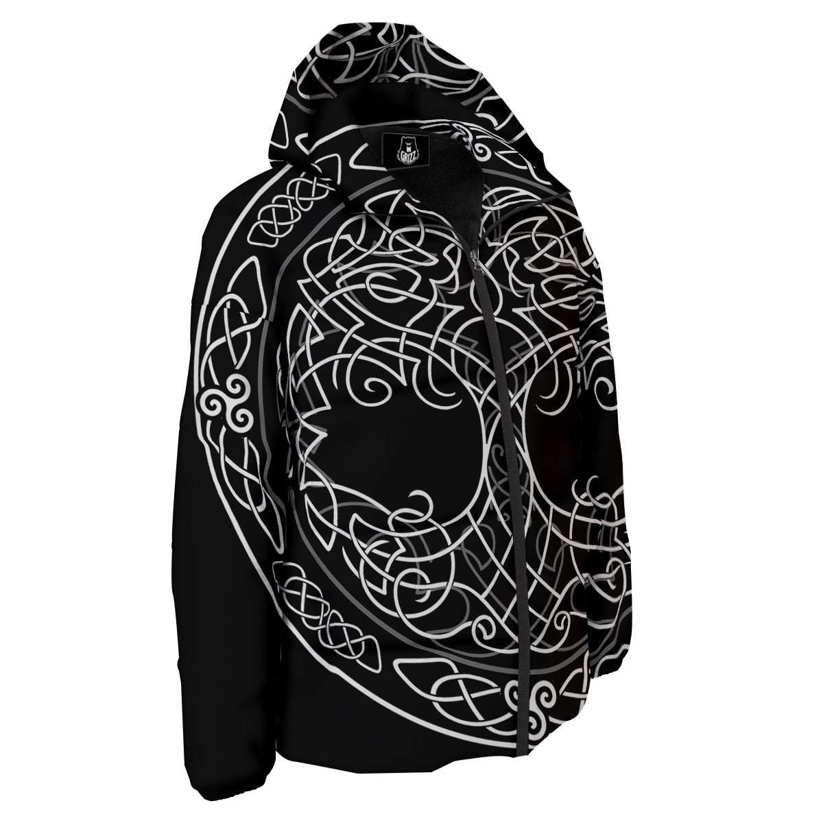 Tree Of Life Celtic Knot Print Down Jacket-grizzshop
