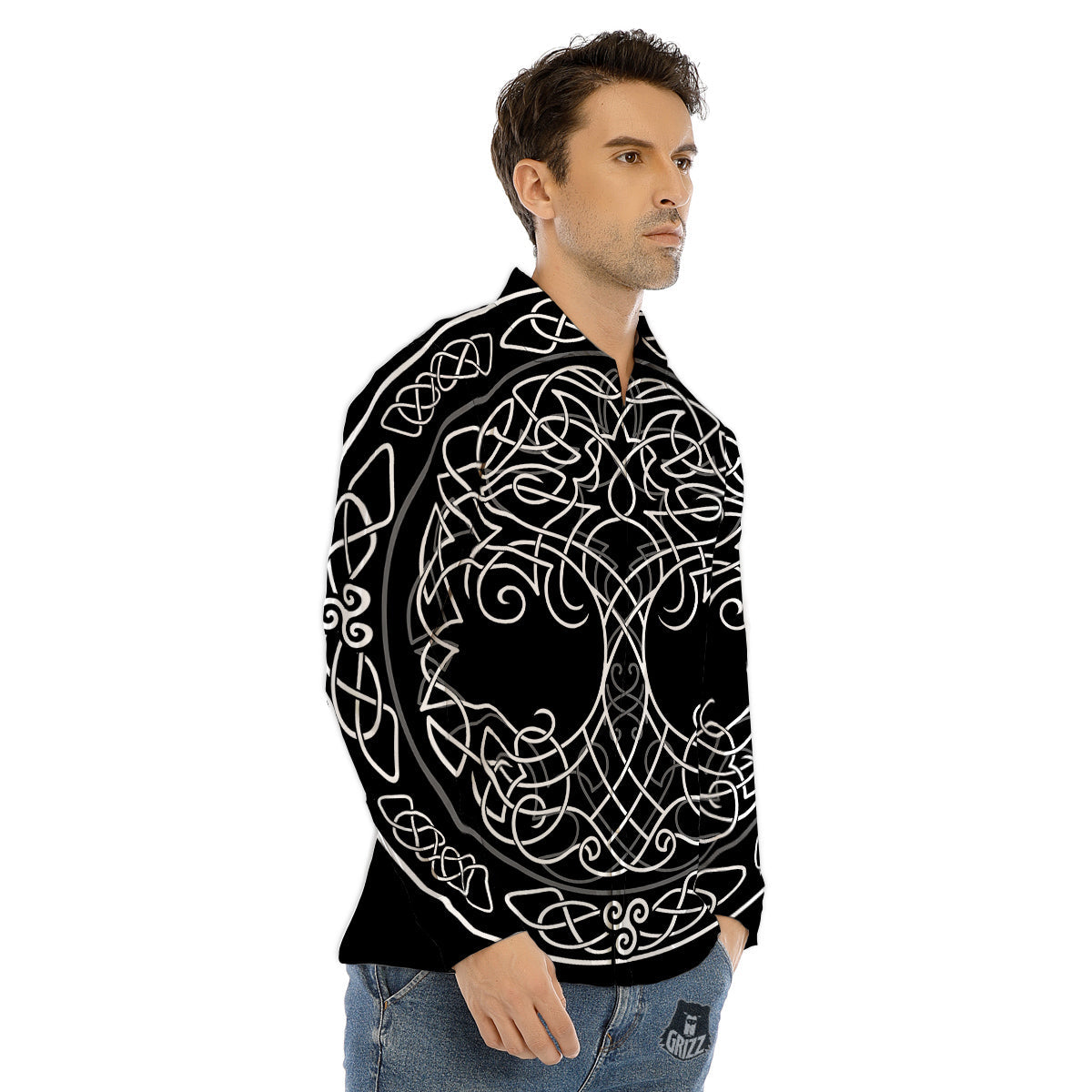 Tree Of Life Celtic Knot Print Men's Dress Shirts-grizzshop