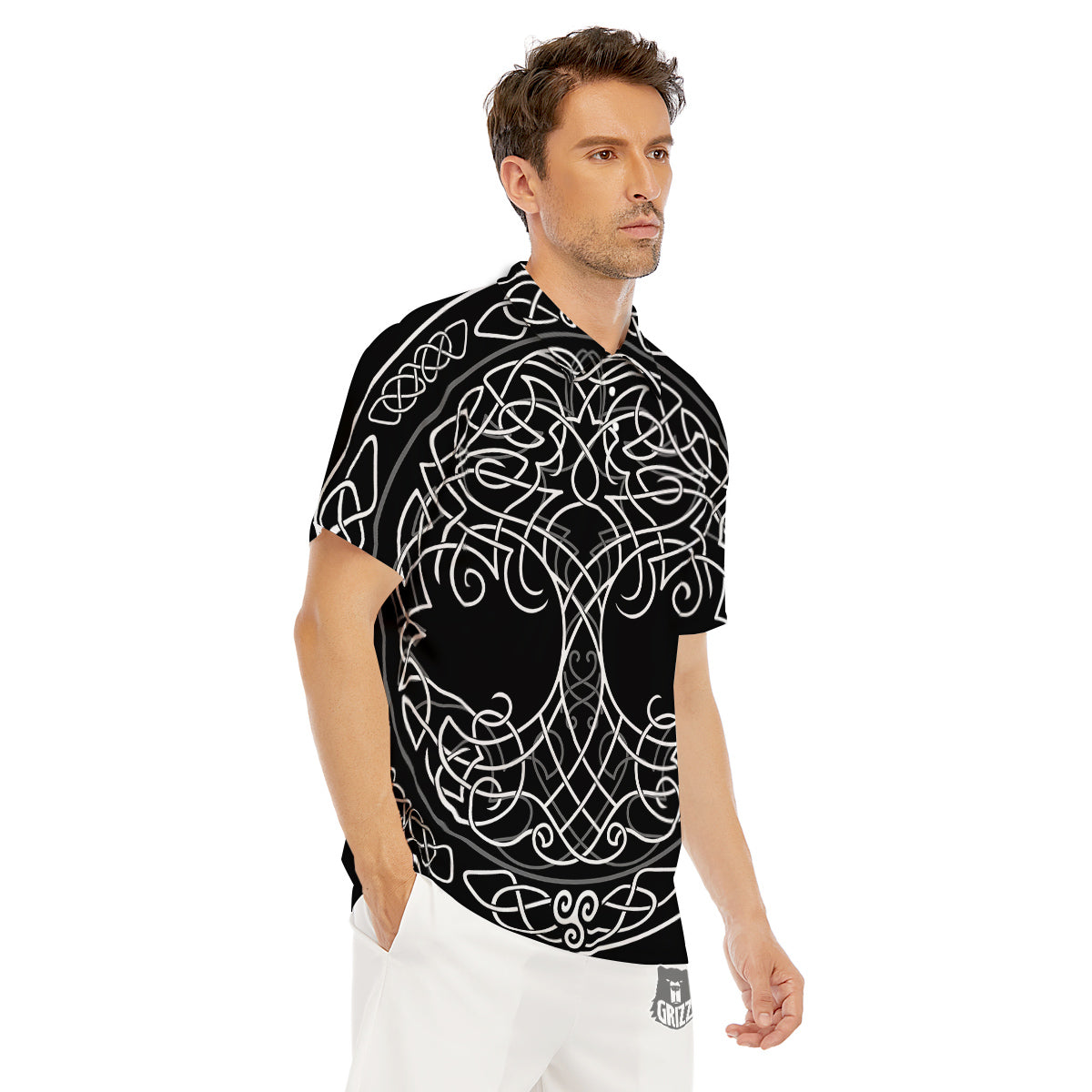 Tree Of Life Celtic Knot Print Men's Golf Shirts-grizzshop