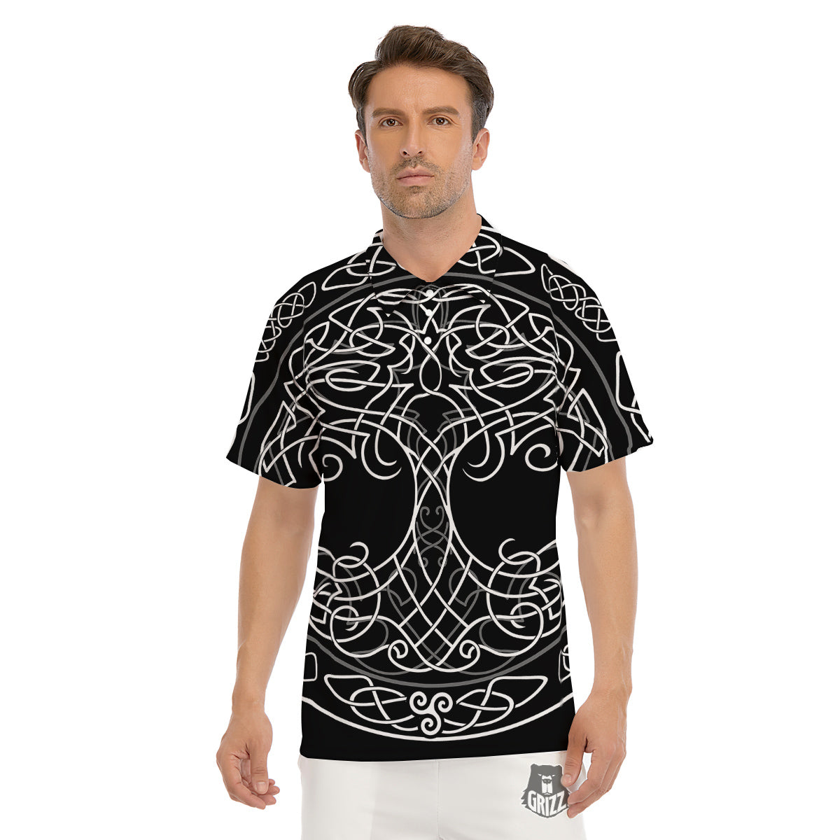 Tree Of Life Celtic Knot Print Men's Golf Shirts-grizzshop
