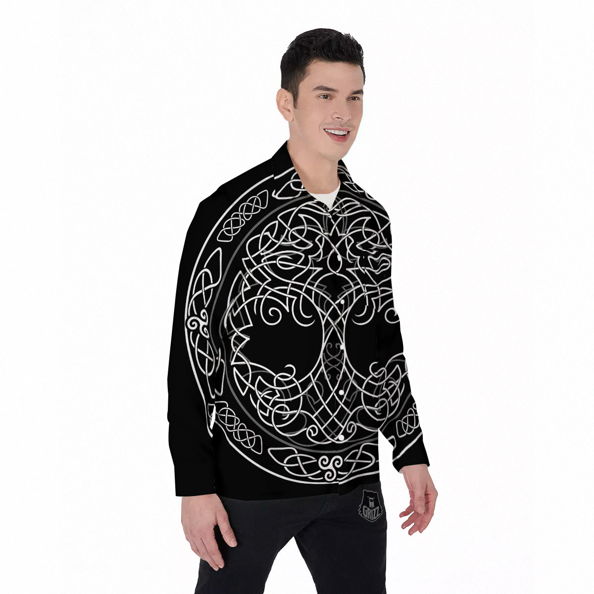 Tree Of Life Celtic Knot Print Men's Long Sleeve Shirts-grizzshop