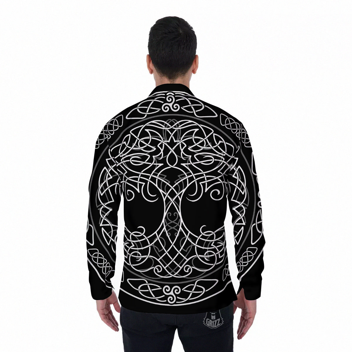 Tree Of Life Celtic Knot Print Men's Long Sleeve Shirts-grizzshop