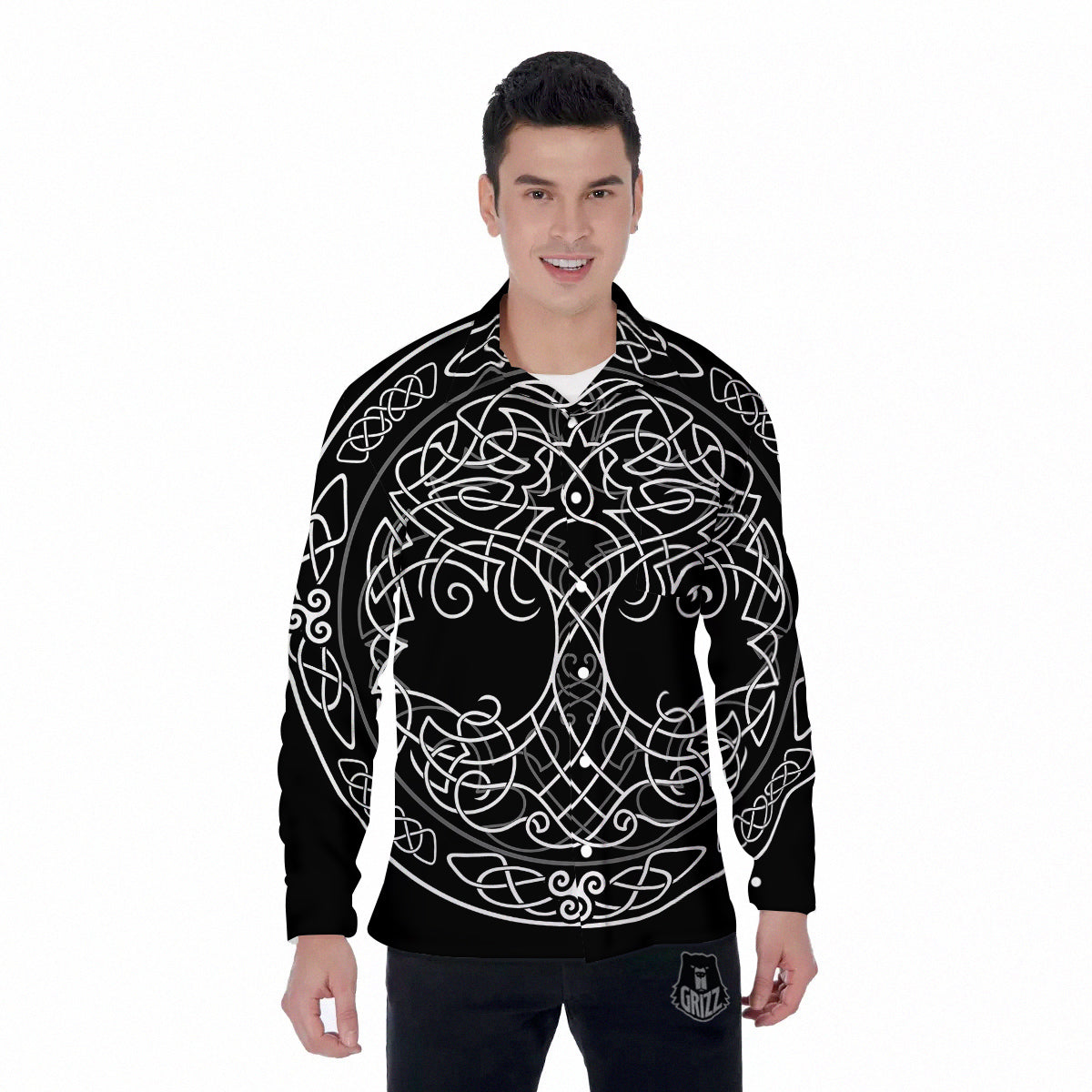 Tree Of Life Celtic Knot Print Men's Long Sleeve Shirts-grizzshop