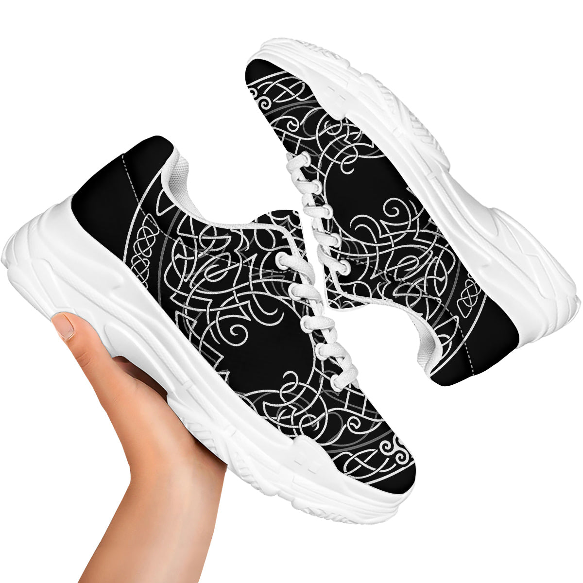Tree Of Life Celtic Knot Print White Chunky Shoes-grizzshop
