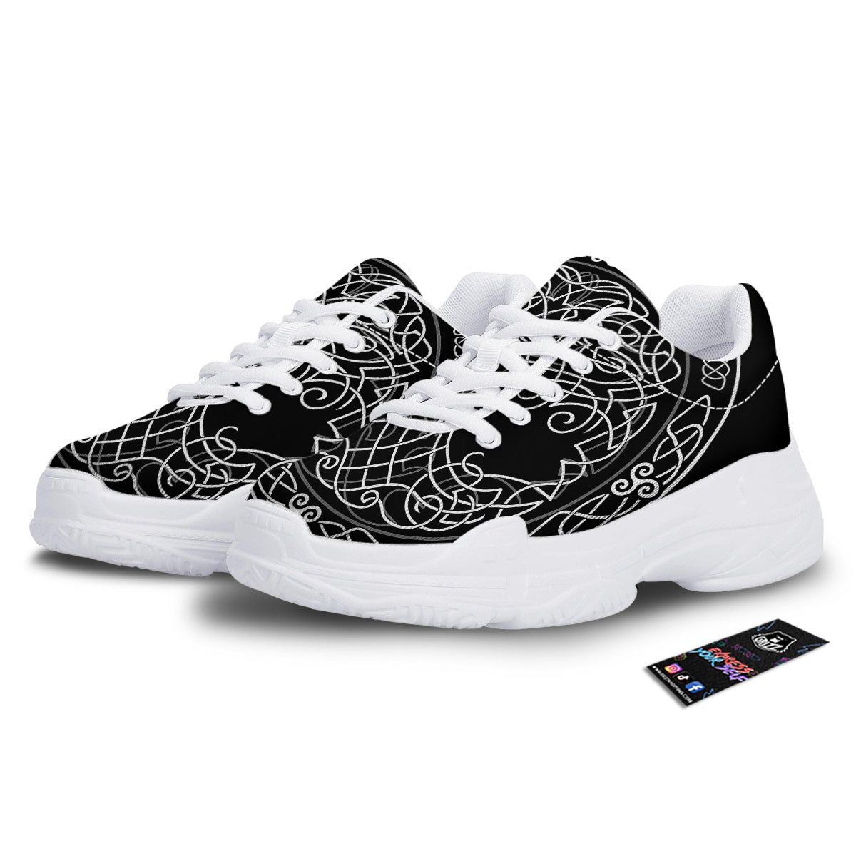 Tree Of Life Celtic Knot Print White Chunky Shoes-grizzshop