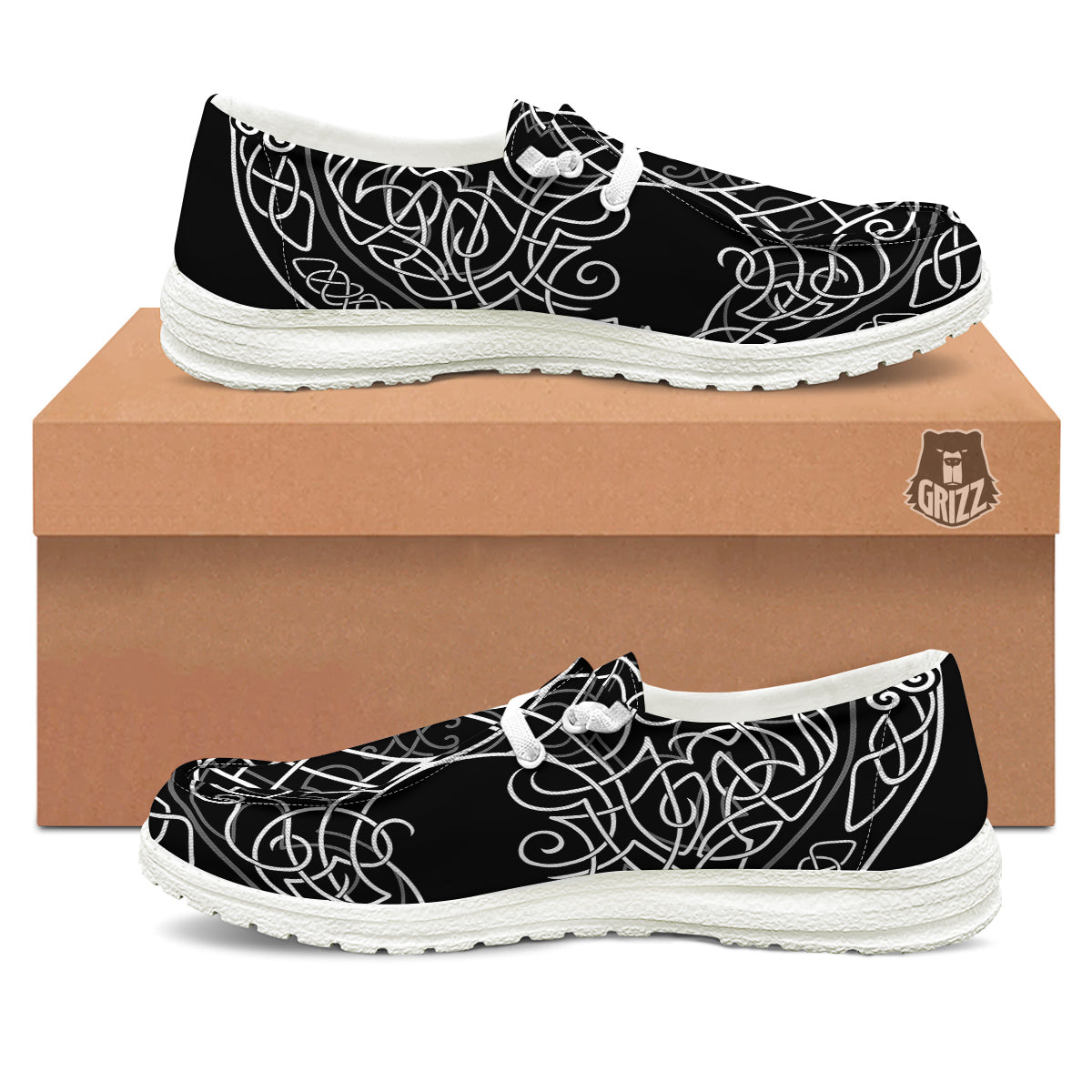 Tree Of Life Celtic Knot Print White Loafers-grizzshop