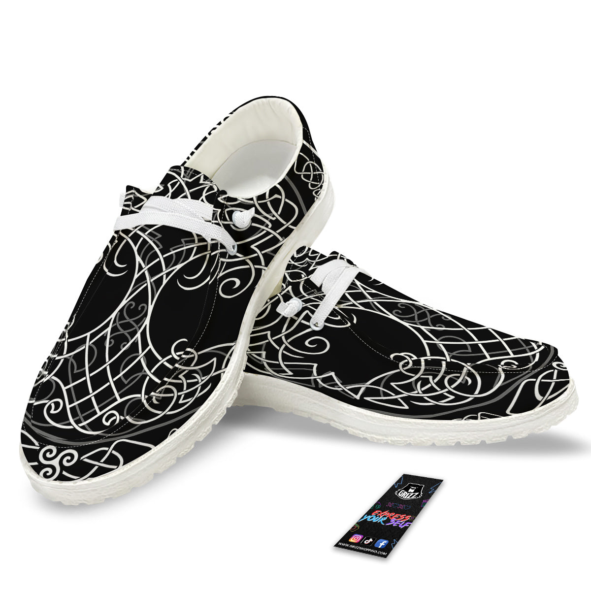 Tree Of Life Celtic Knot Print White Loafers-grizzshop
