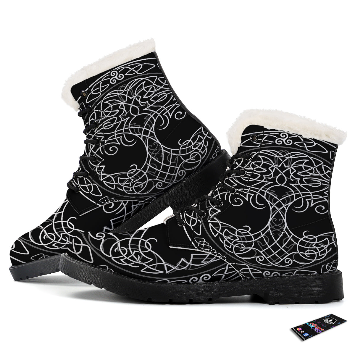Tree Of Life Celtic Knot Print Winter Boots-grizzshop