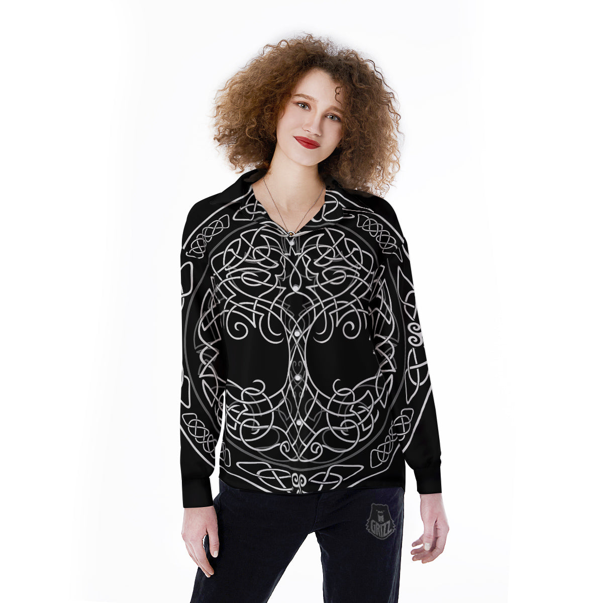 Tree Of Life Celtic Knot Print Women's Long Sleeve Shirts-grizzshop