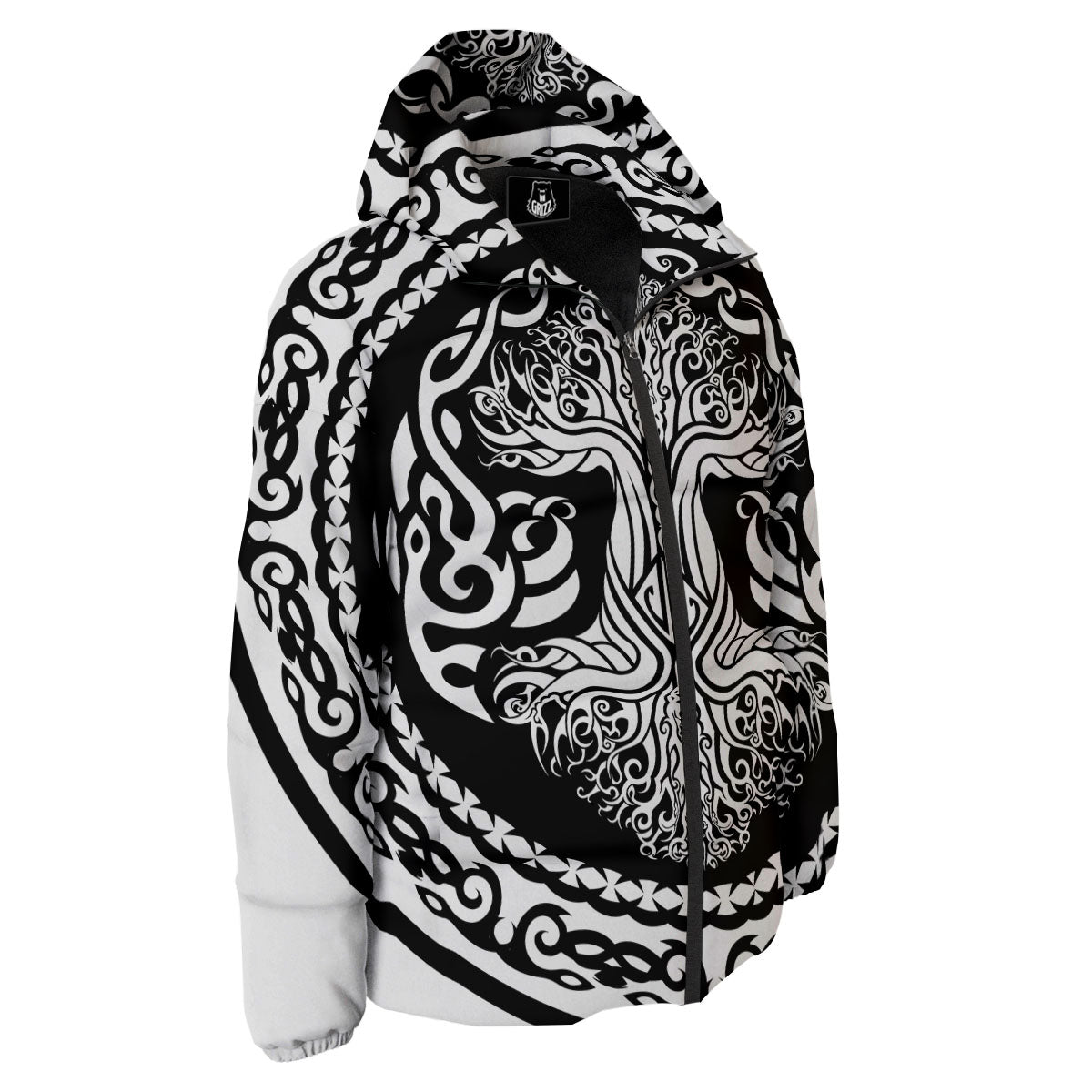 Tree Of Life Viking Print Down Jacket-grizzshop