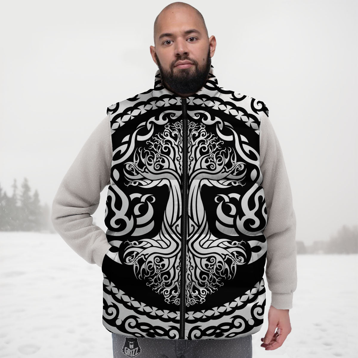 Tree Of Life Viking Print Down Vest