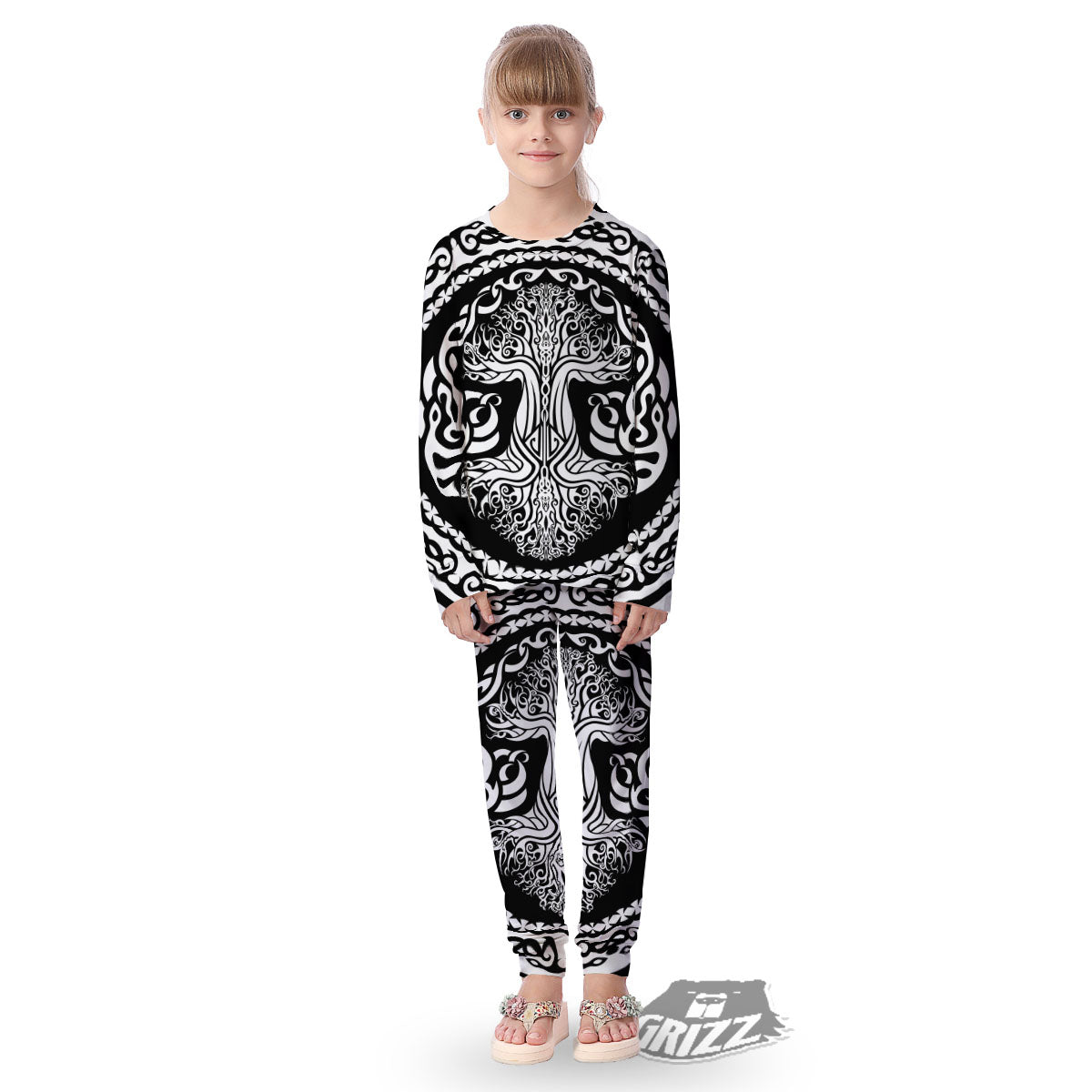 Tree Of Life Viking Print Kid's Pajamas-grizzshop